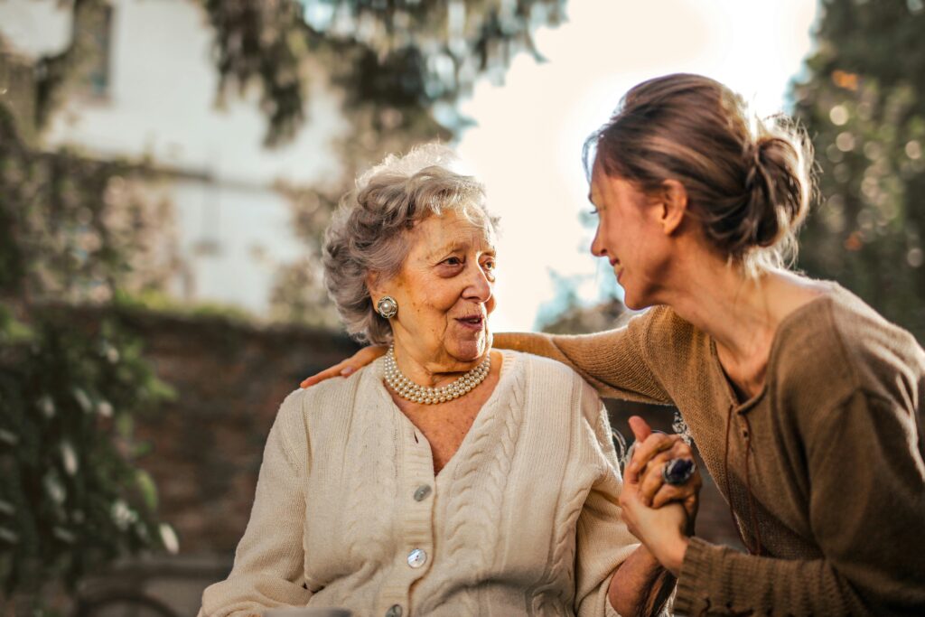 A lovely conversation between an aged woman and a young lady